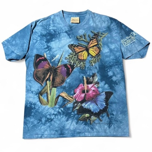 The Mountain Other - Vintage 90s The Mountain Tie-Dye Butterfly Graphic T-shirt Large 22x28 USA